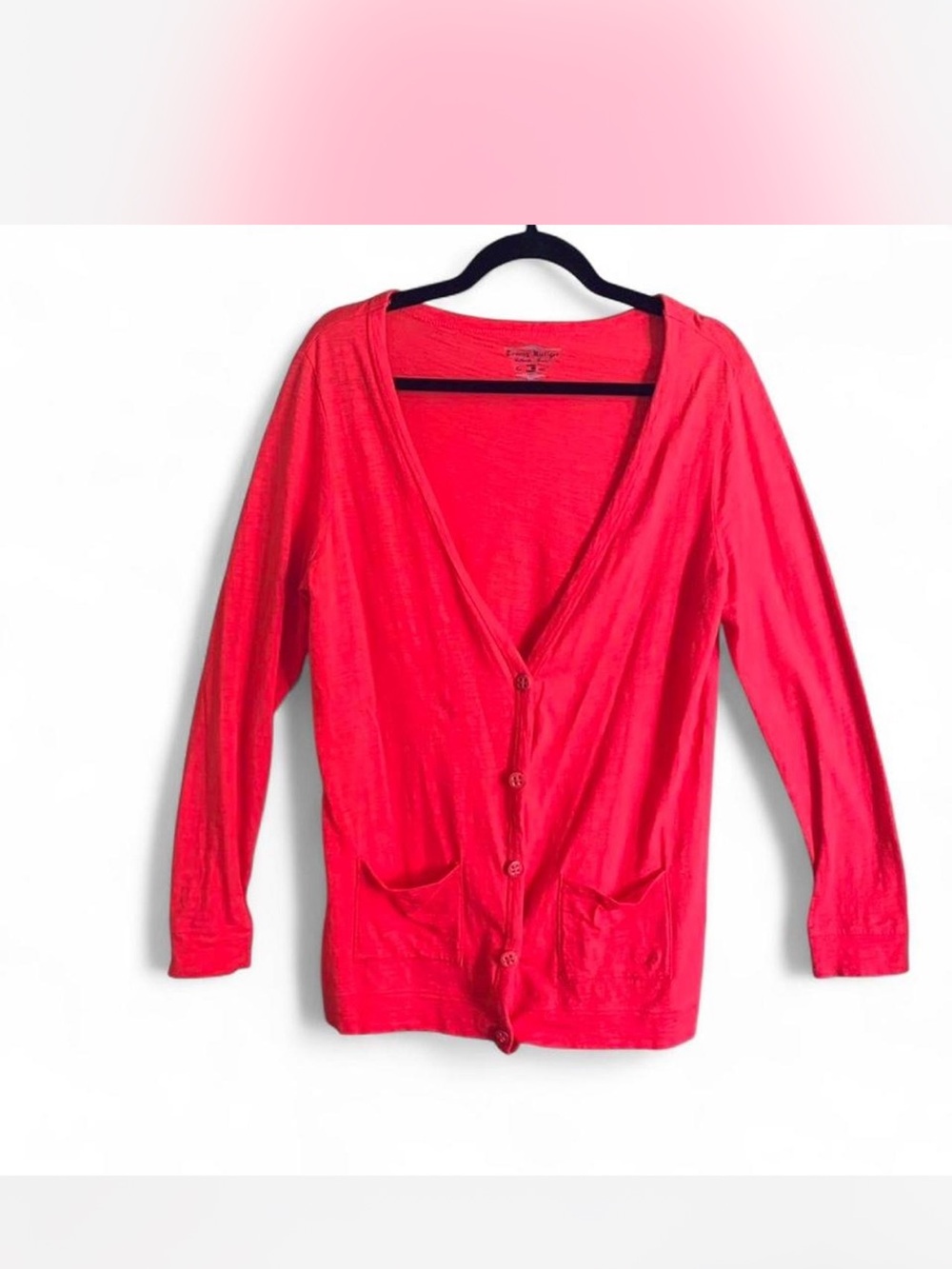 Grandmacore Women’s Lightweight V-Neck Button Cardigan - Bright red/pink color M